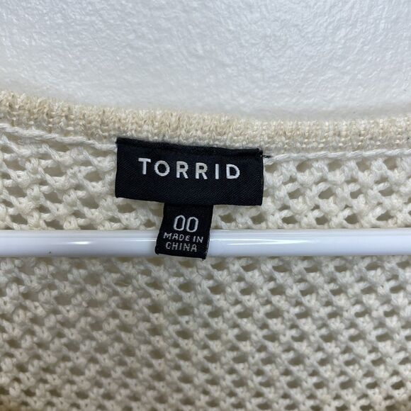 Torrid Crochet Knit Sweater Short Sleeve Blouse Geometric Top Cream Women 10 - Picture 3 of 8